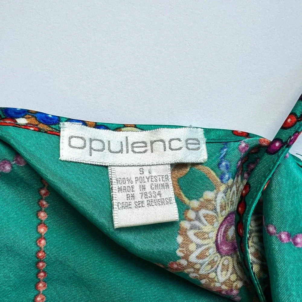 Vintage Opulence Emerald Green Chain Design Satin Slip Dress